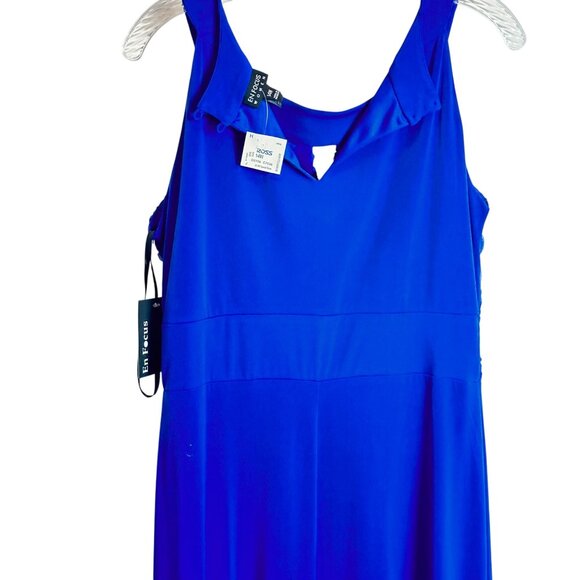 En Focus 14W Elegant Royal Blue Evening Gown Sequin Embellished Bodice Keyhole - Picture 13 of 14